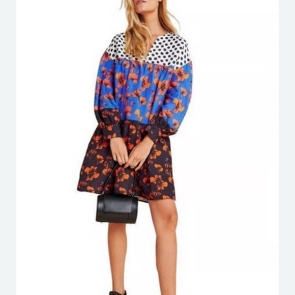 Anthropologie Dhruv Kapoor Dresses & Skirts - Anthropologie Dhruv Kapoor Mini Dress Blue Black Orange Made in India